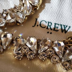 J. Crew Round Teardrop Crystal Clear Rhinestones Oxidized Brass Necklace Bride